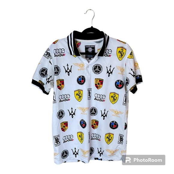 Bleecker & Mercer Short Sleeve Polo Luxury Car Logo Men’s Size Medium